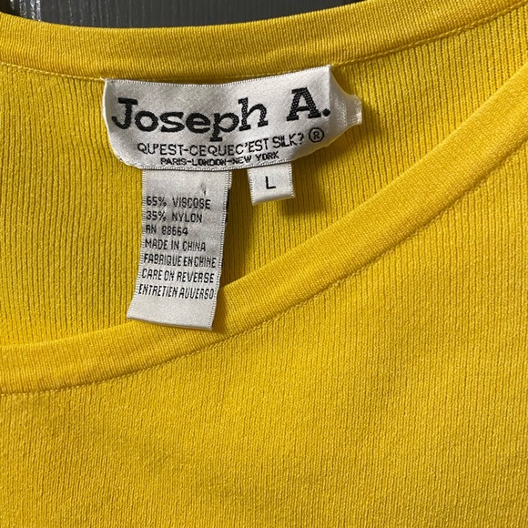 Joseph A Ribbed Sweater Shirt Slim Fit Womens Large Yellow Buckel Drop Shoulder - Picture 3 of 7
